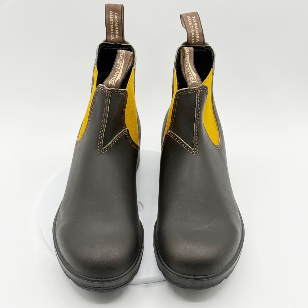 Blundstone Brown Chelsea Ankle Boots with Yellow Elastic - Picture 8 of 10